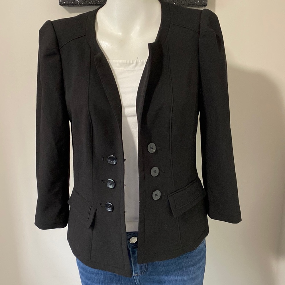White House Black Market Suit Jacket Women's Size 6 Solid Black